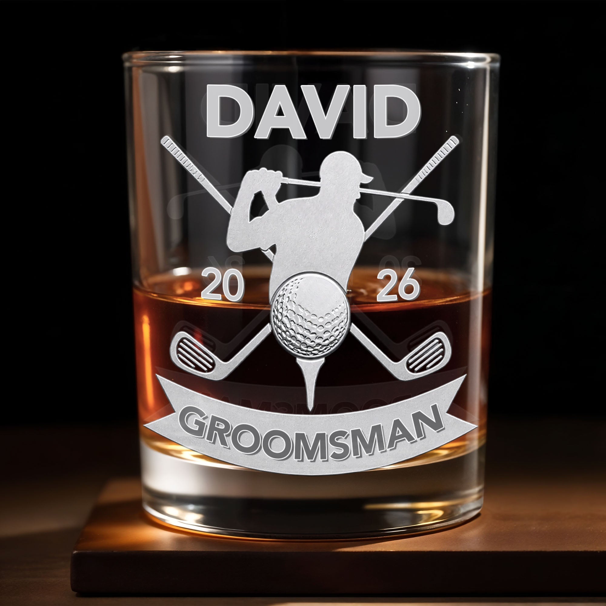 Personalized Custom Whiskey Glass Gift for Groomsman Golf Lover Whiskey Glass GradoCreations