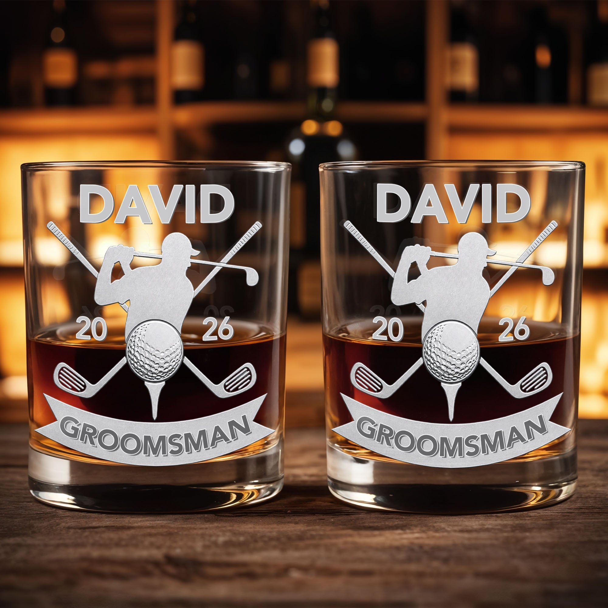 Personalized Custom Whiskey Glass Gift for Groomsman Golf Lover Whiskey Glass GradoCreations