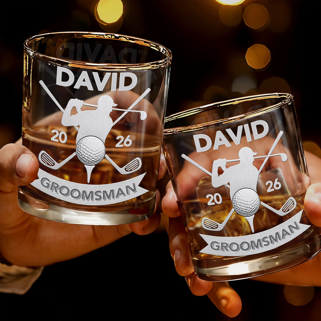 Personalized Custom Whiskey Glass Gift for Groomsman Golf Lover Whiskey Glass GradoCreations