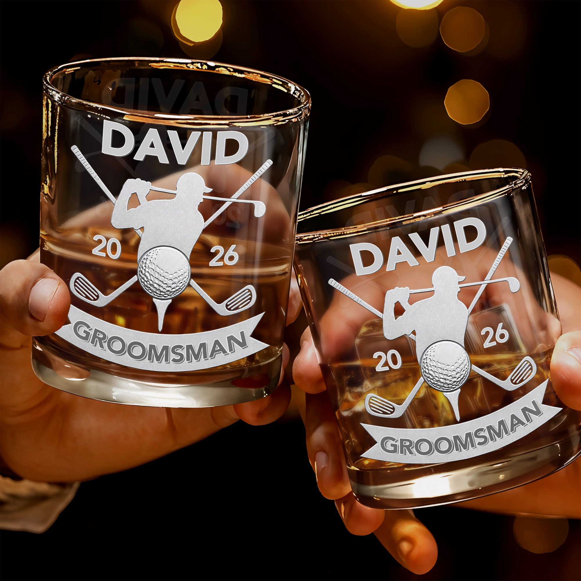 Personalized Custom Whiskey Glass Gift for Groomsman Golf Lover Whiskey Glass GradoCreations