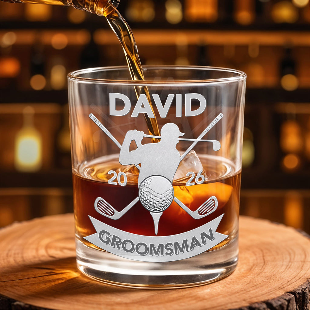 Personalized Custom Whiskey Glass Gift for Groomsman Golf Lover Whiskey Glass GradoCreations