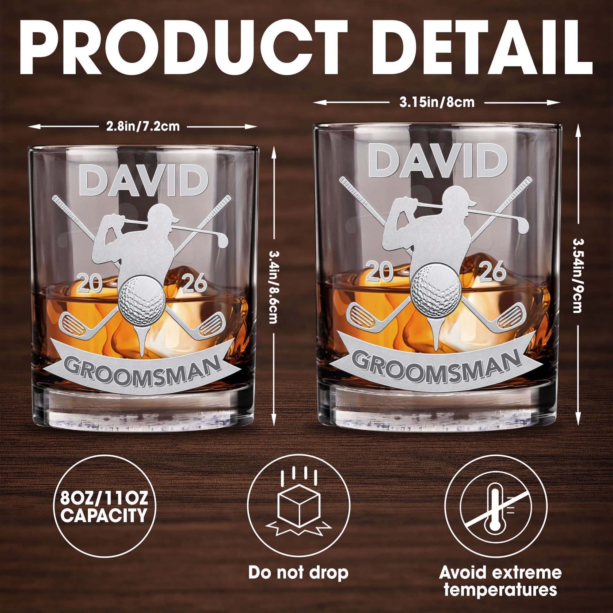 Personalized Custom Whiskey Glass Gift for Groomsman Golf Lover Whiskey Glass GradoCreations