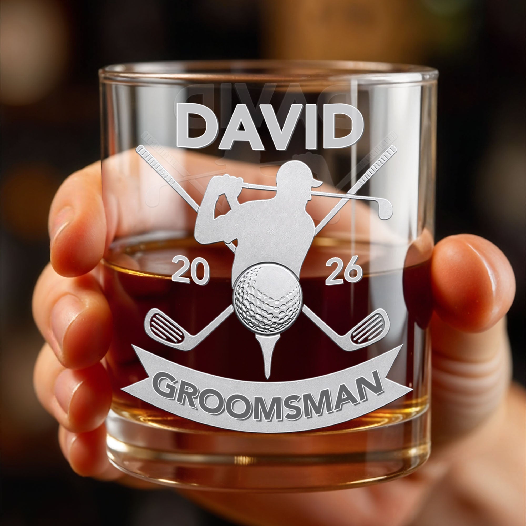 Personalized Custom Whiskey Glass Gift for Groomsman Golf Lover Whiskey Glass GradoCreations