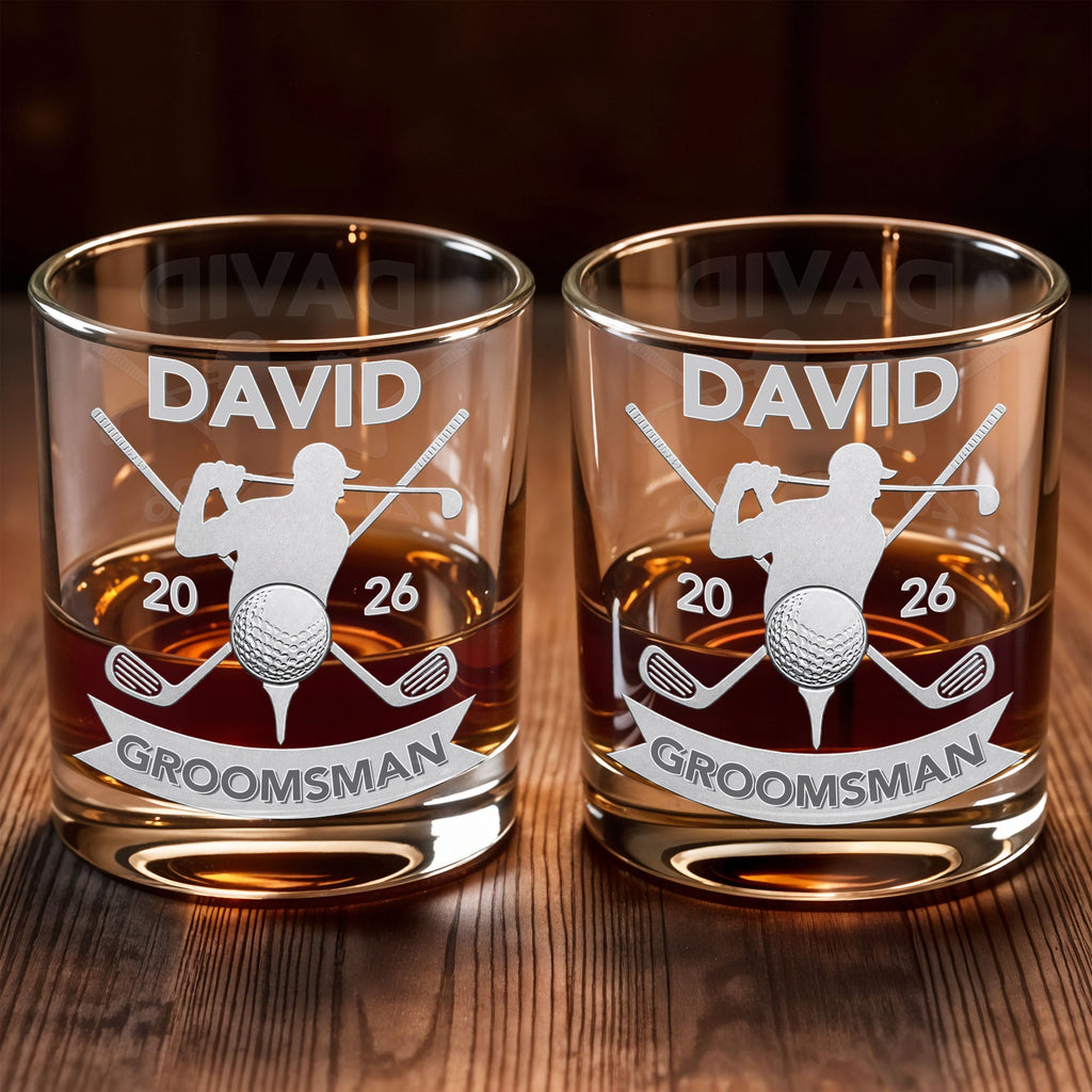 Personalized Custom Whiskey Glass Gift for Groomsman Golf Lover Whiskey Glass GradoCreations