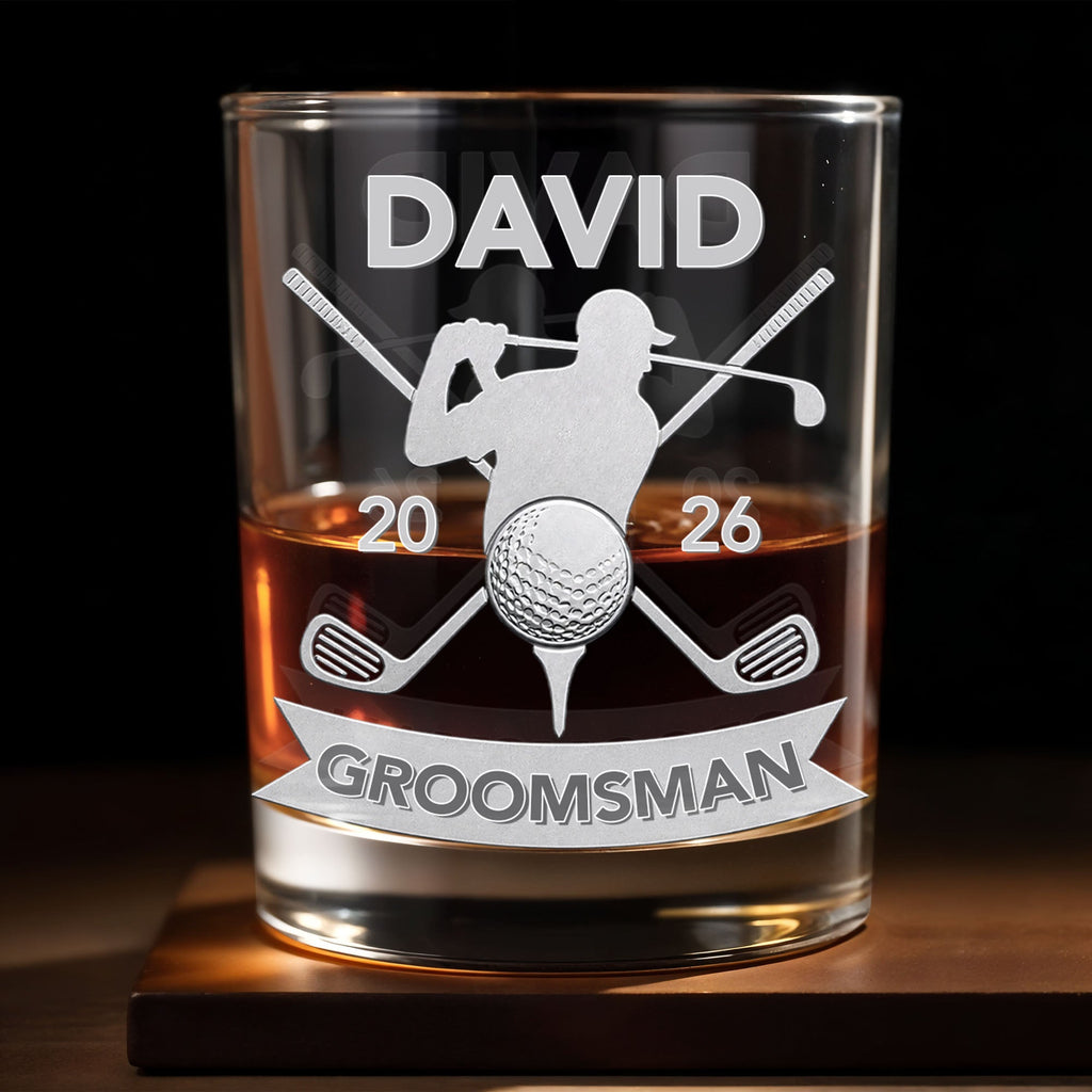 Personalized Custom Whiskey Glass Gift for Groomsman Golf Lover Whiskey Glass GradoCreations