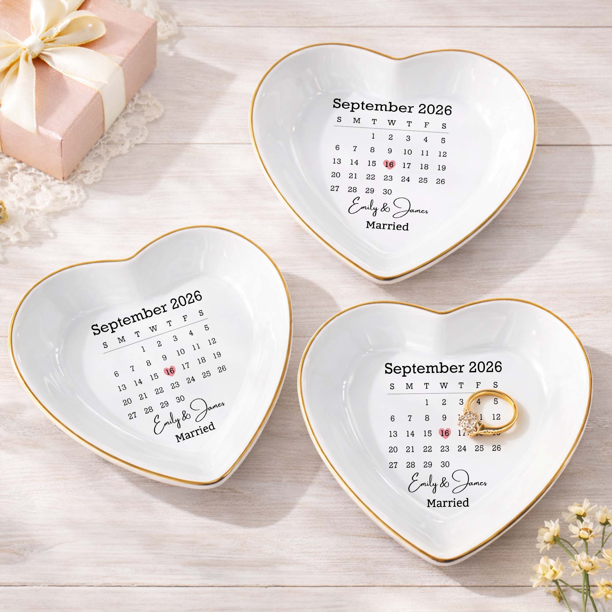 Personalized Heart Jewelry Dish Custom Name Gift for Couples Heart Jewelry Dish GradoCreations