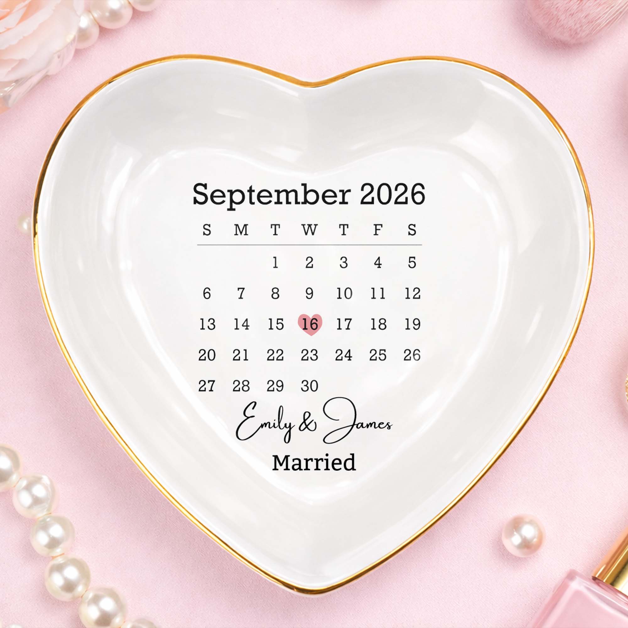 Personalized Heart Jewelry Dish Custom Name Gift for Couples Heart Jewelry Dish GradoCreations