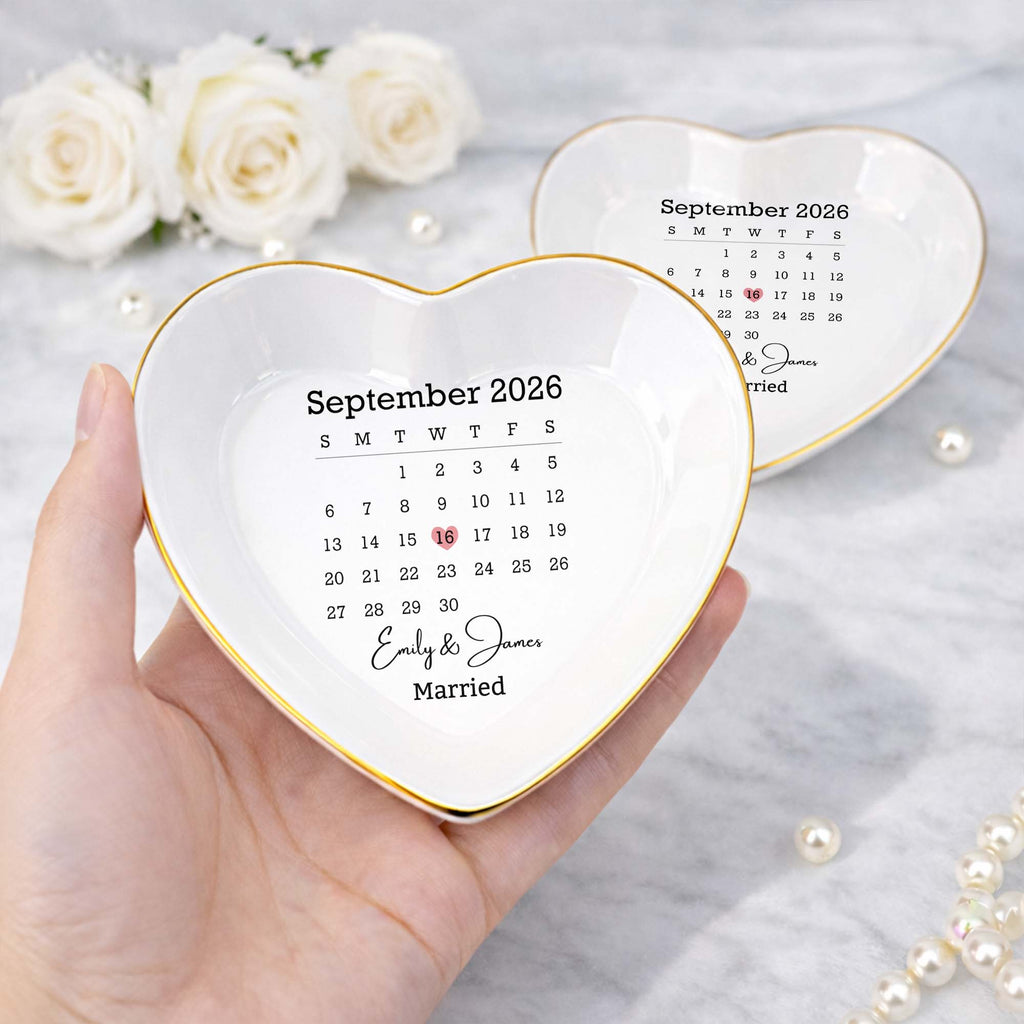 Personalized Heart Jewelry Dish Custom Name Gift for Couples Heart Jewelry Dish GradoCreations