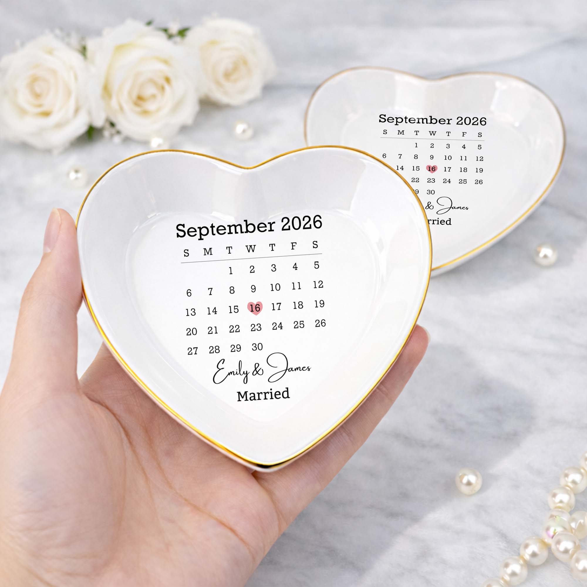 Personalized Heart Jewelry Dish Custom Name Gift for Couples Heart Jewelry Dish GradoCreations