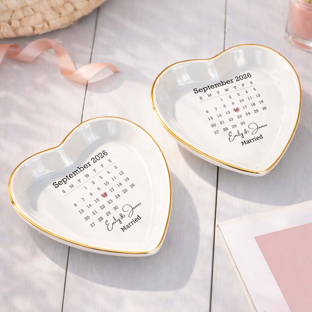 Personalized Heart Jewelry Dish Custom Name Gift for Couples Heart Jewelry Dish GradoCreations