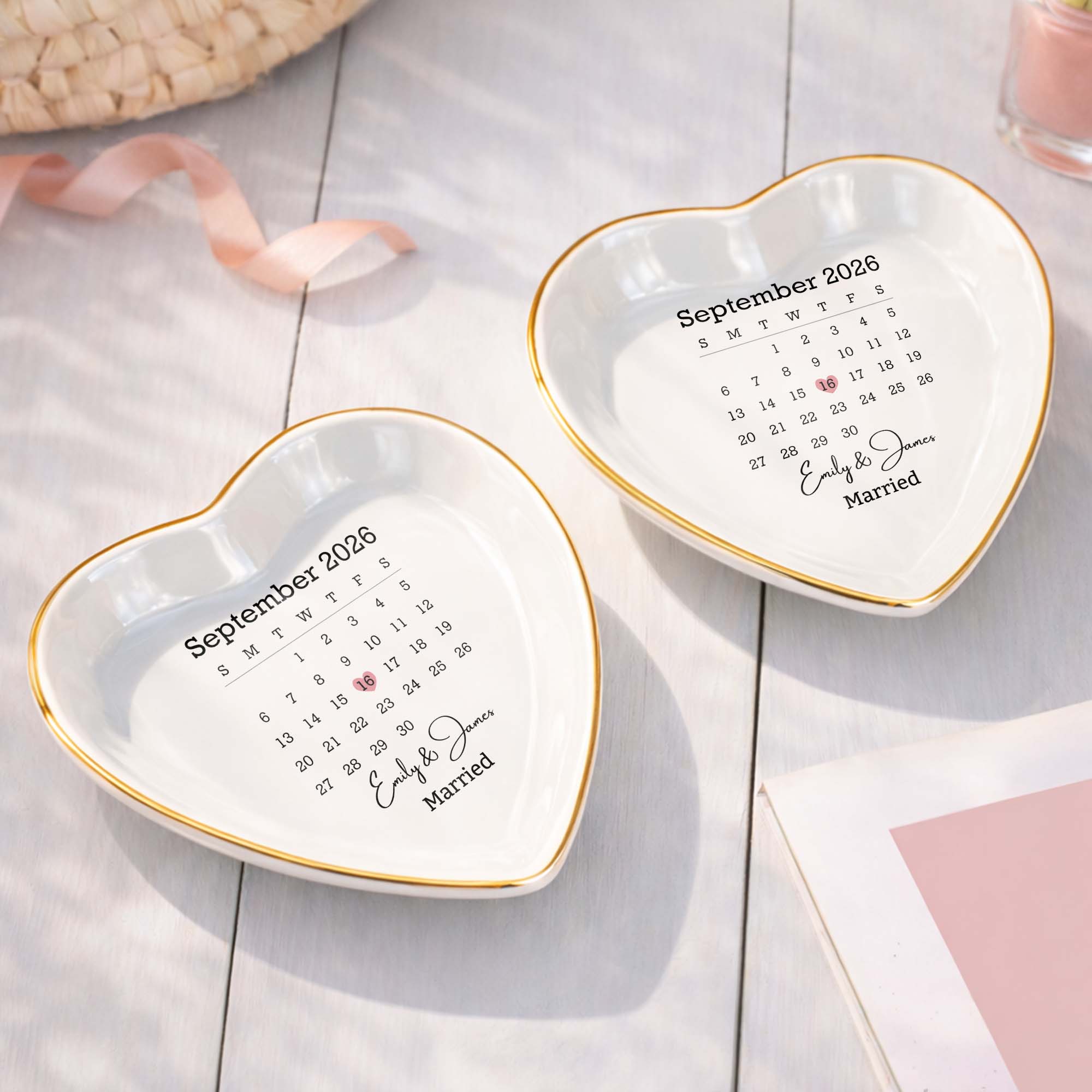 Personalized Heart Jewelry Dish Custom Name Gift for Couples Heart Jewelry Dish GradoCreations