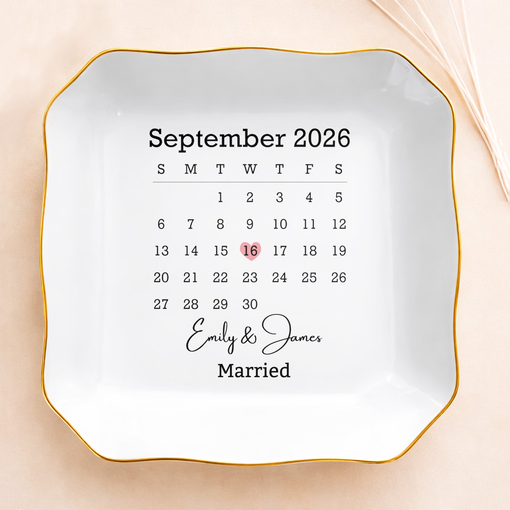 Personalized Lace Jewelry Dish Custom Names Wedding Gift