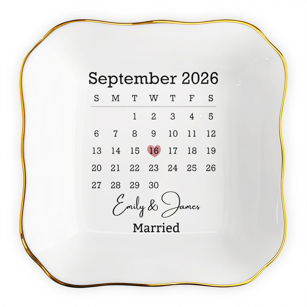 Personalized Lace Jewelry Dish Custom Names Wedding Gift