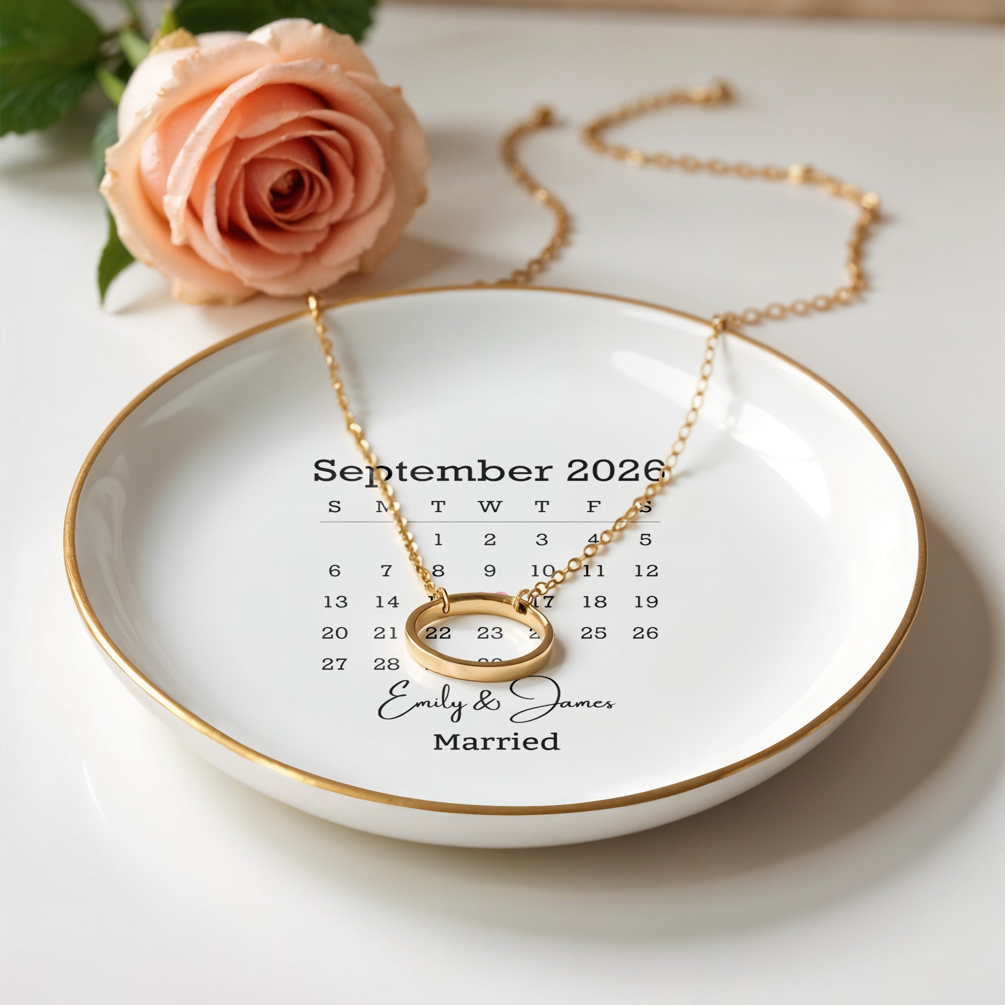 Personalized Heart Jewelry Dish Custom Name Newlywed Gift