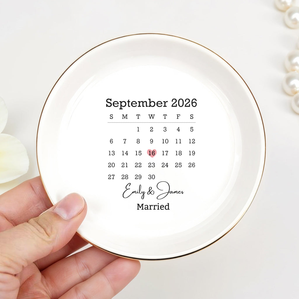 Personalized Heart Jewelry Dish Custom Name Newlywed Gift