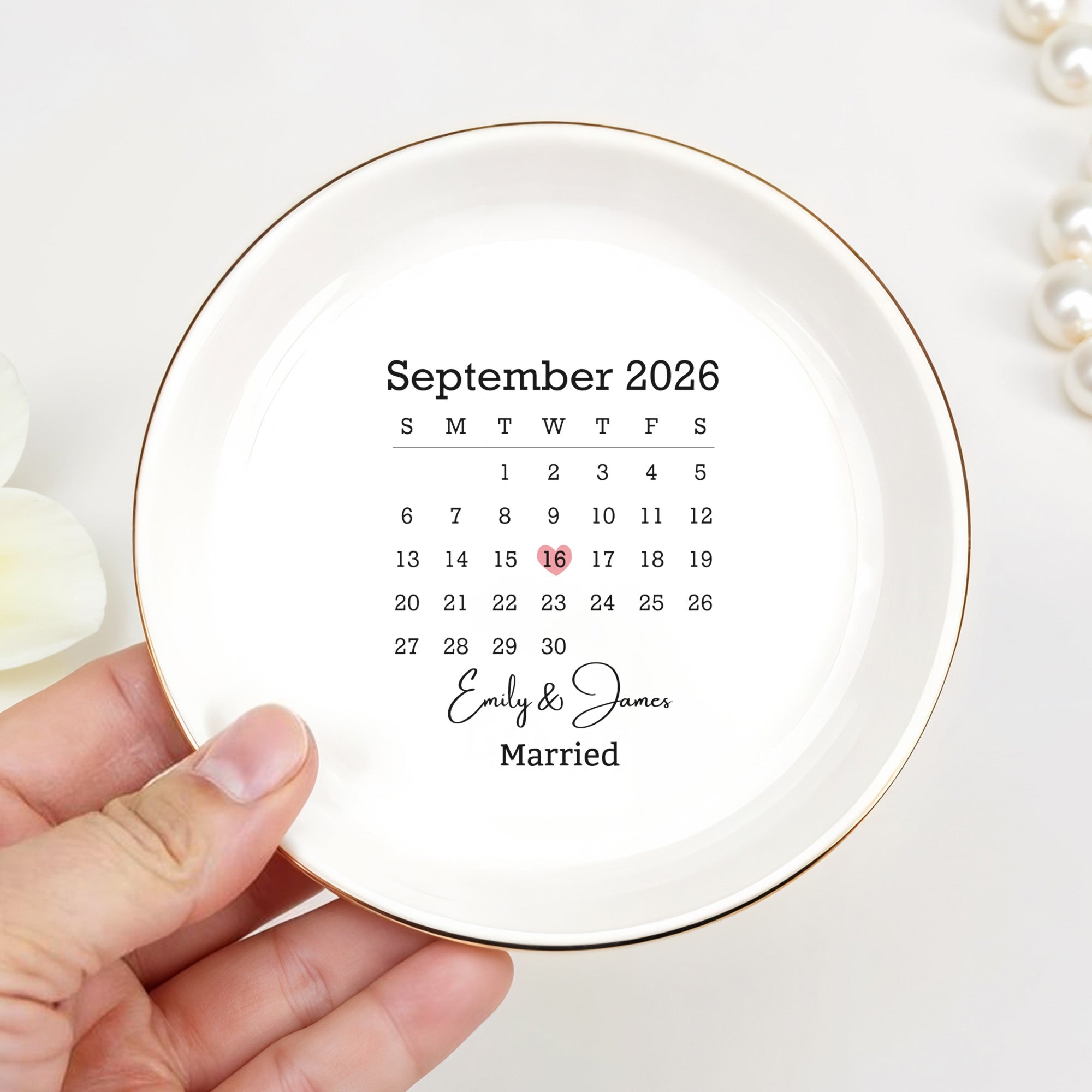 Personalized Heart Jewelry Dish Custom Name Newlywed Gift