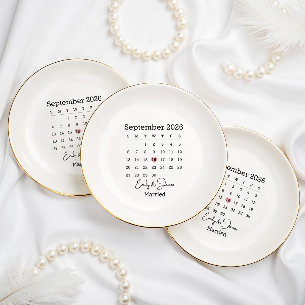 Personalized Heart Jewelry Dish Custom Name Newlywed Gift
