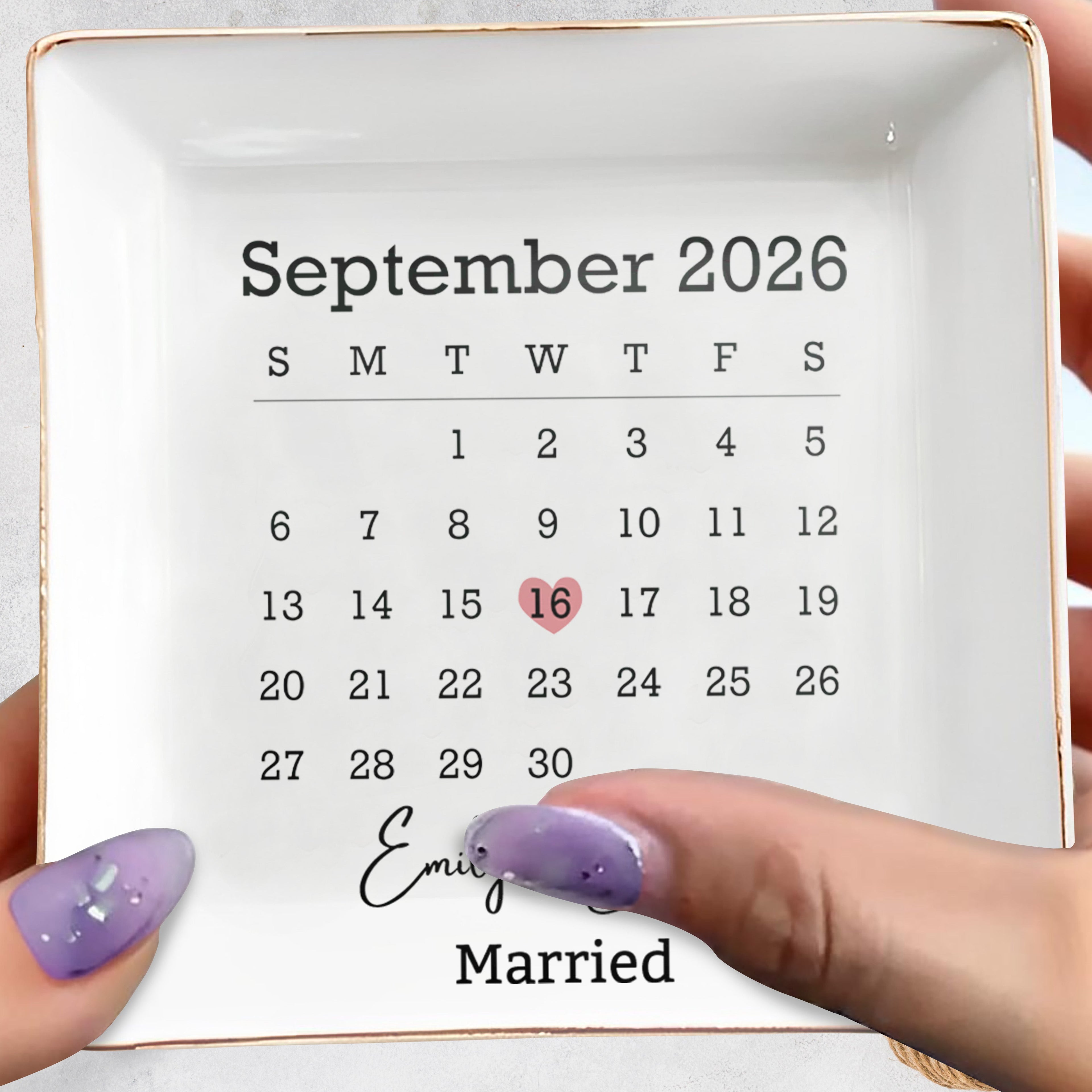 Personalized Jewelry Dish Custom Names Special Date Gift for Couples