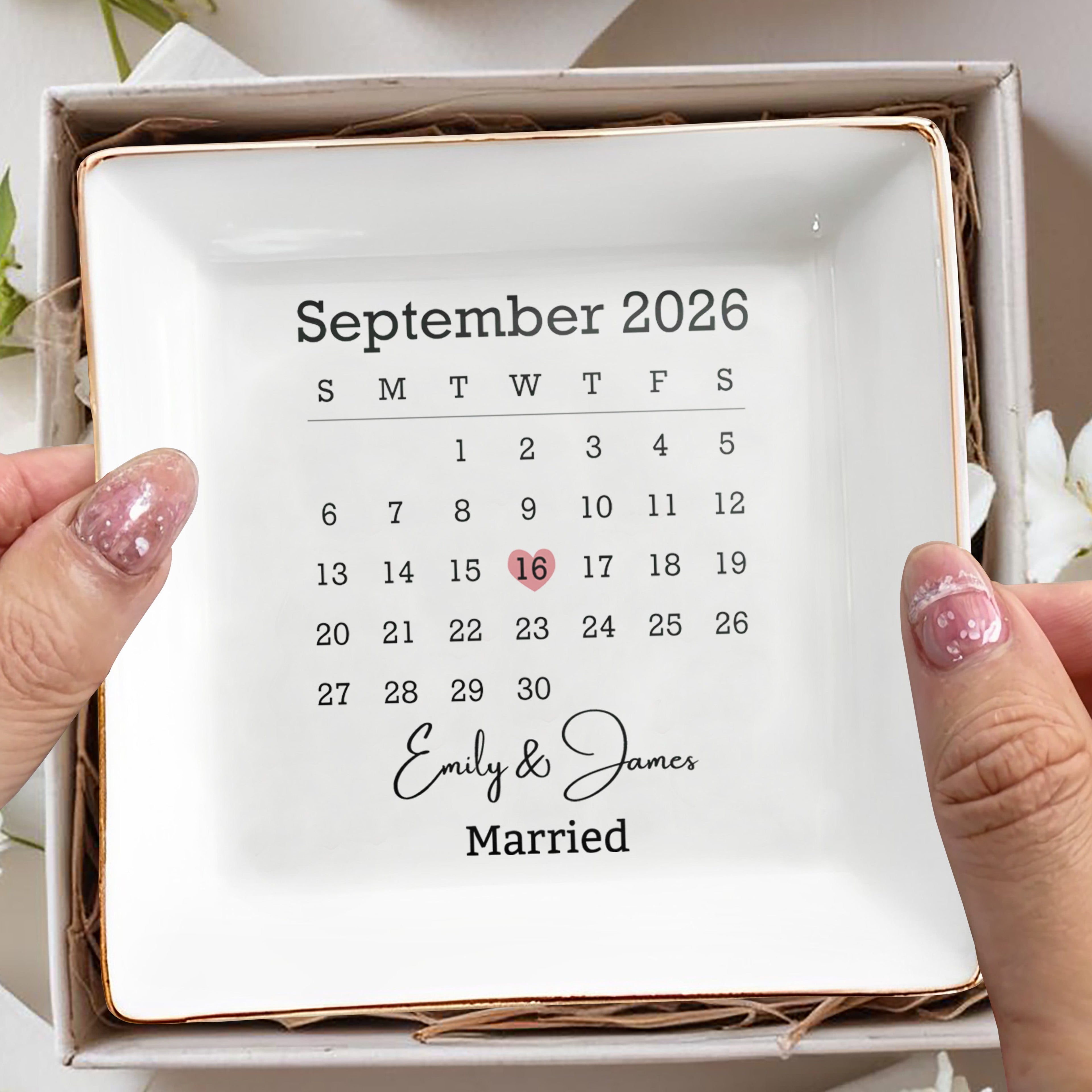 Personalized Jewelry Dish Custom Names Special Date Gift for Couples