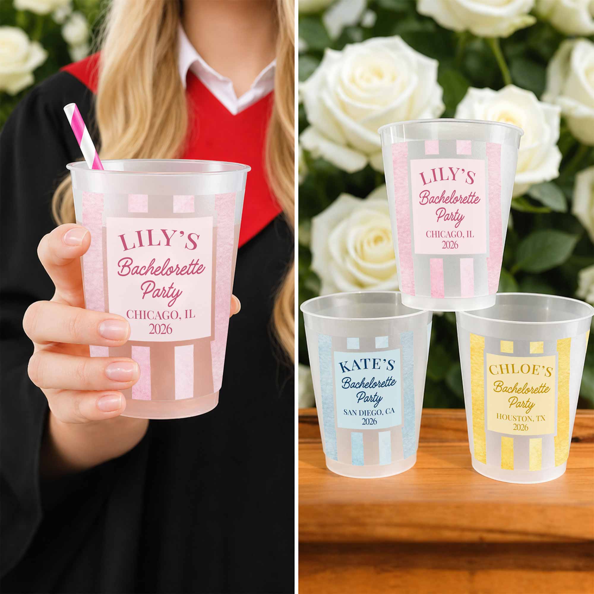 Personalized Frosted Cups Custom Name Bachelorette Party Gift Frosted Cups GradoCreations