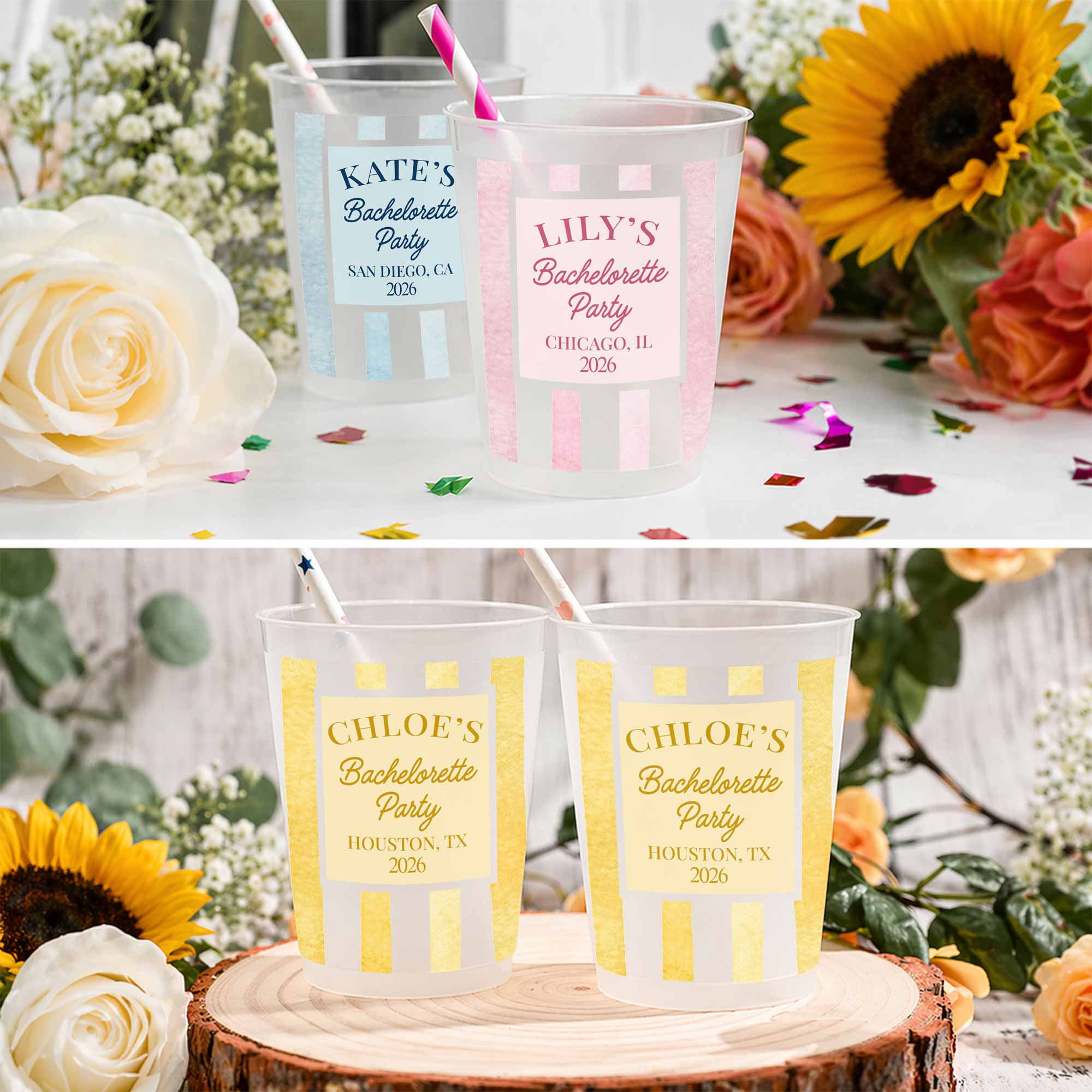 Personalized Frosted Cups Custom Name Bachelorette Party Gift Frosted Cups GradoCreations