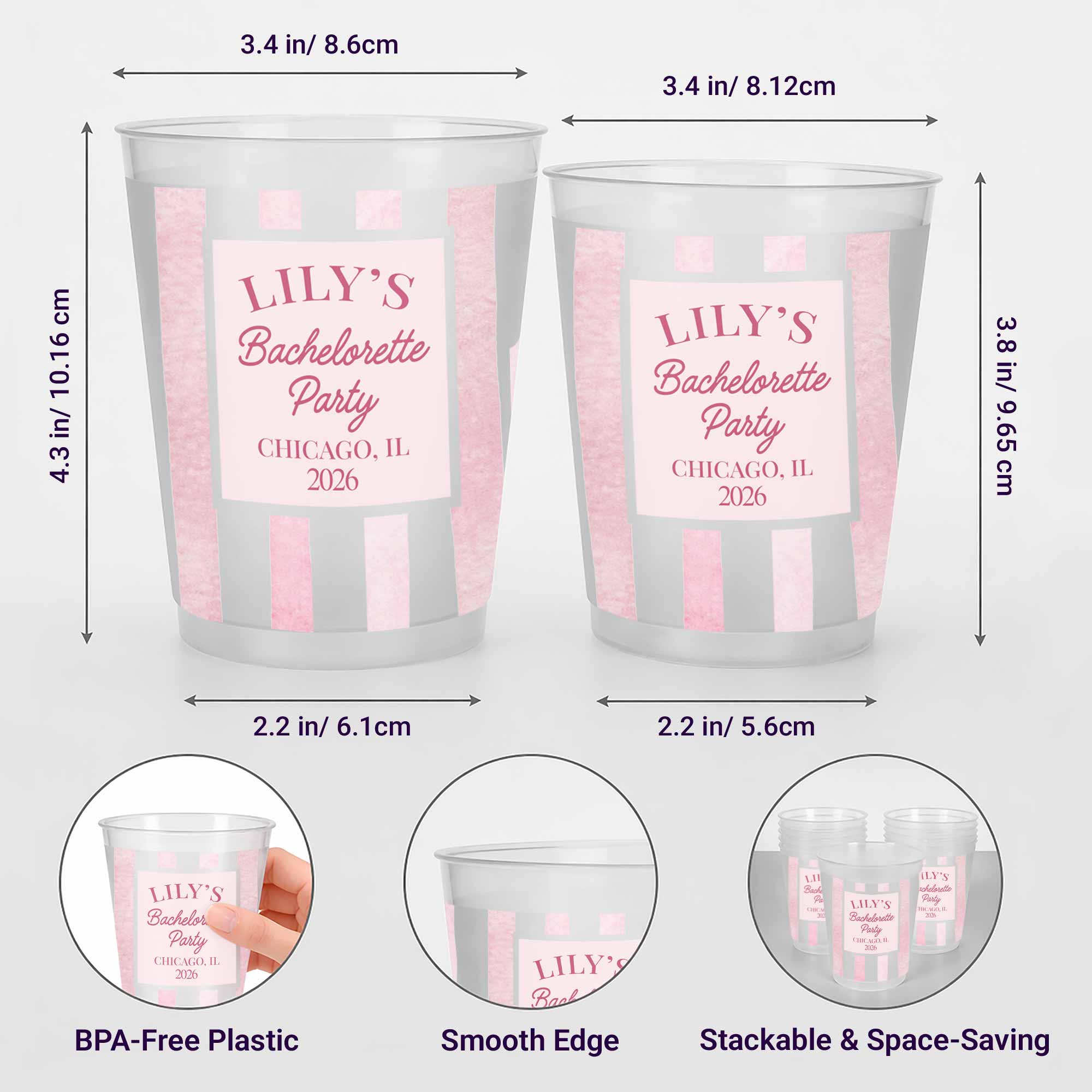 Personalized Frosted Cups Custom Name Bachelorette Party Gift Frosted Cups GradoCreations