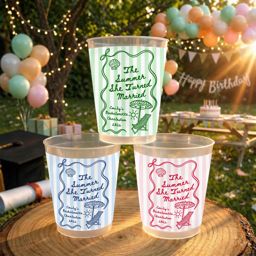 Personalized Frosted Cups Custom Beach Chair Design Bridal Party Gift Frosted Cups GradoCreations