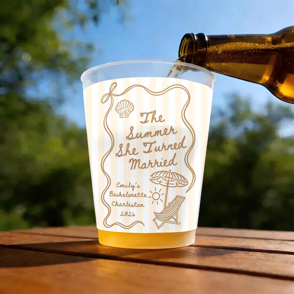 Personalized Frosted Cups Custom Beach Chair Design Bridal Party Gift Frosted Cups GradoCreations