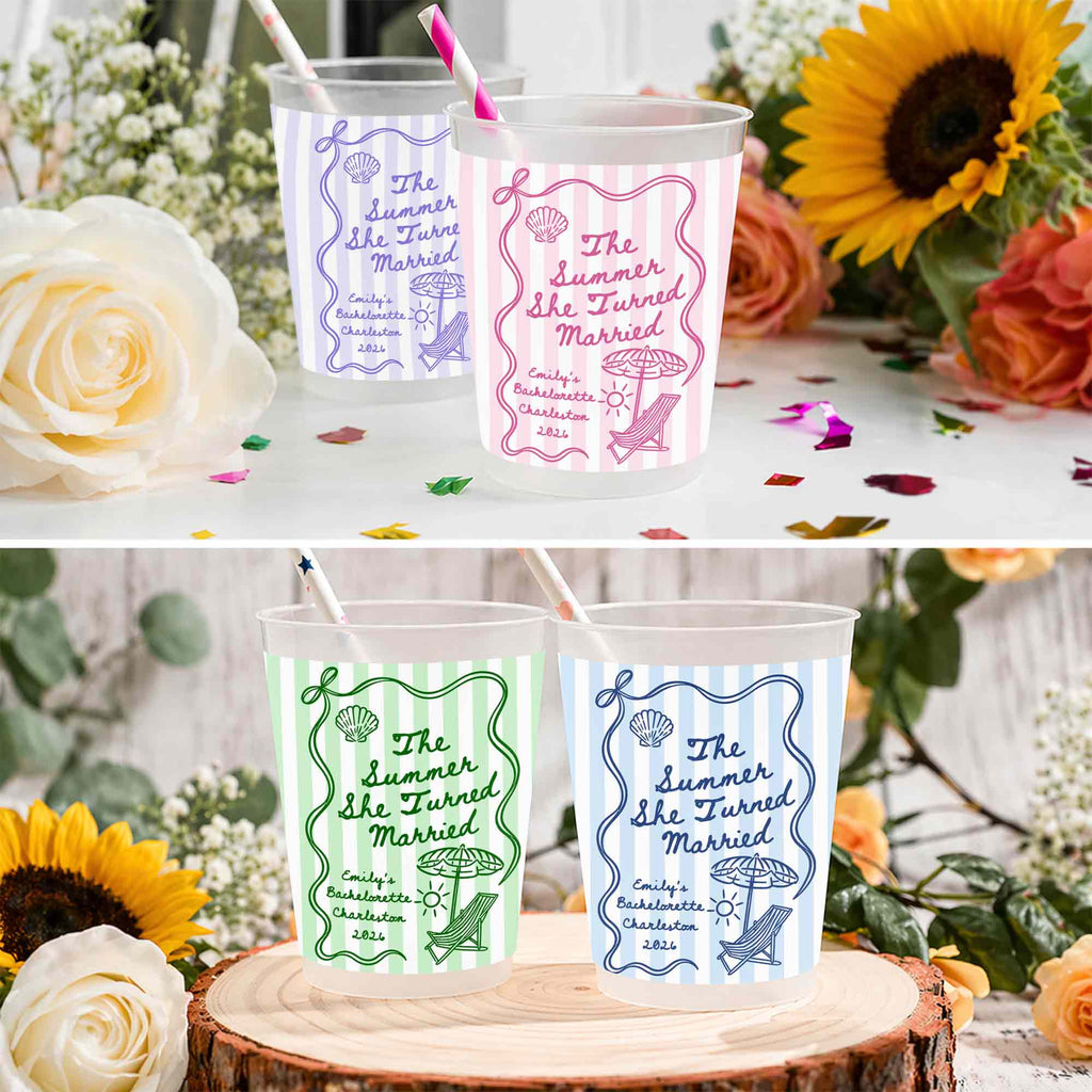 Personalized Frosted Cups Custom Beach Chair Design Bridal Party Gift Frosted Cups GradoCreations
