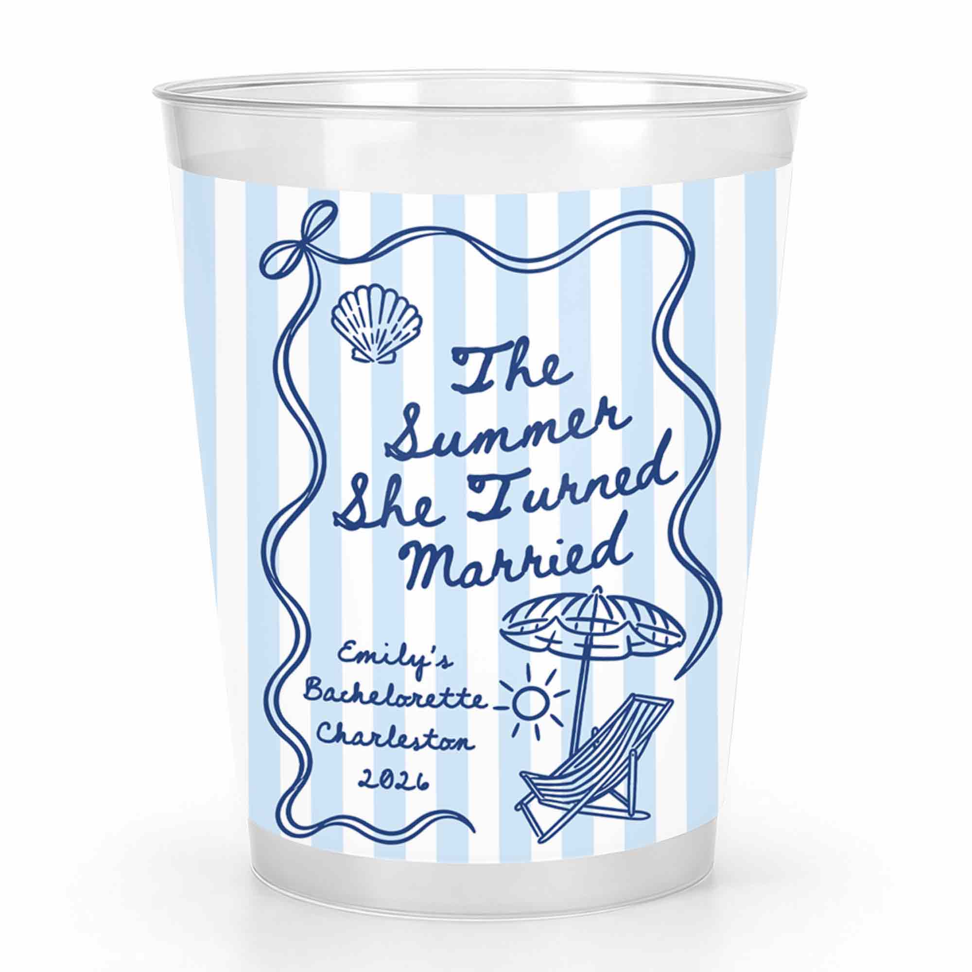 Personalized Frosted Cups Custom Beach Chair Design Bridal Party Gift Frosted Cups GradoCreations