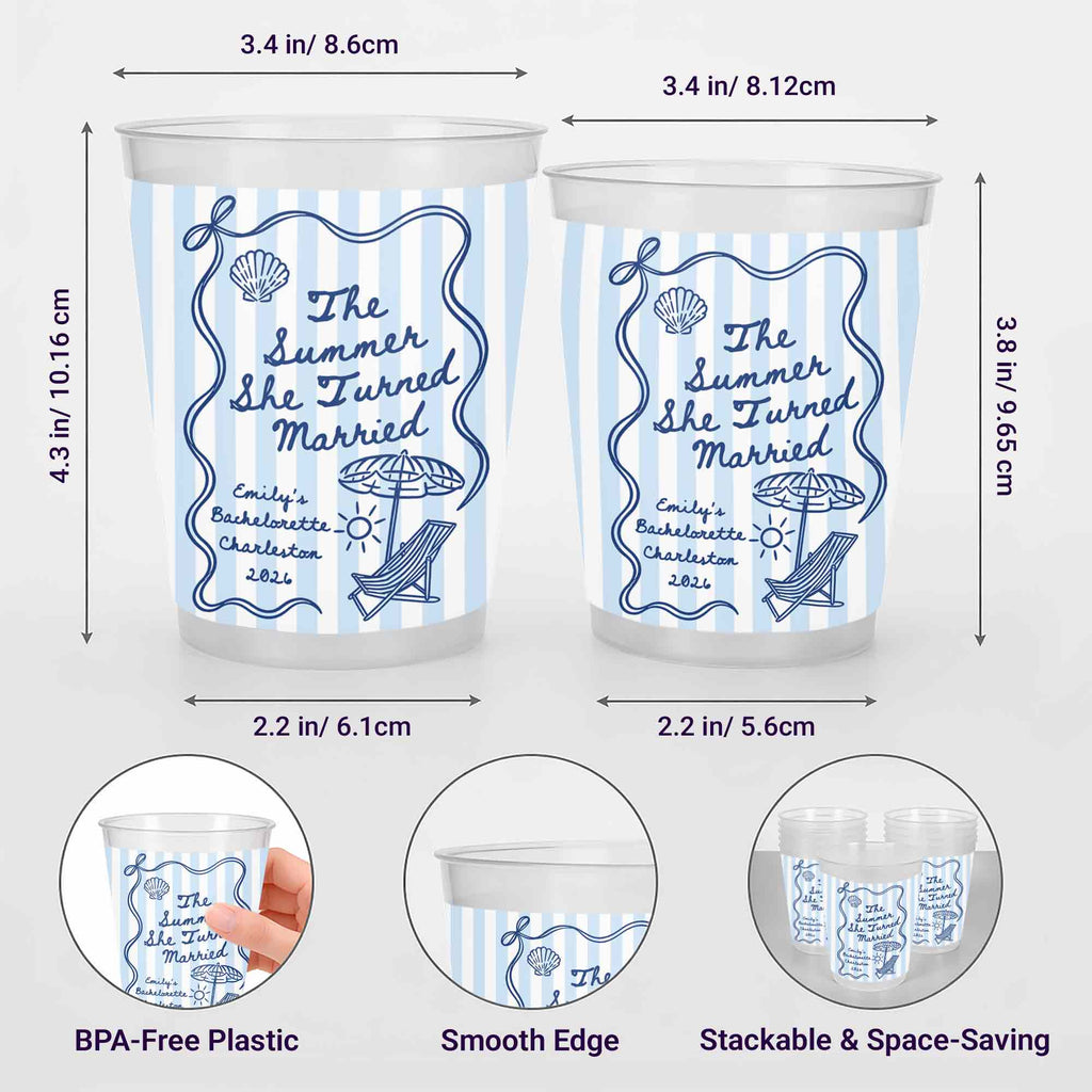 Personalized Frosted Cups Custom Beach Chair Design Bridal Party Gift Frosted Cups GradoCreations