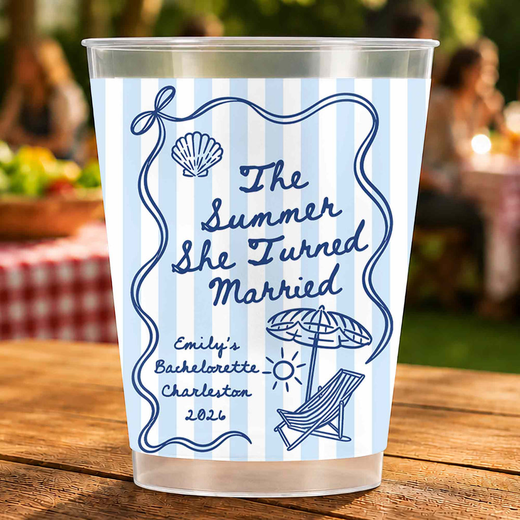 Personalized Frosted Cups Custom Beach Chair Design Bridal Party Gift Frosted Cups GradoCreations