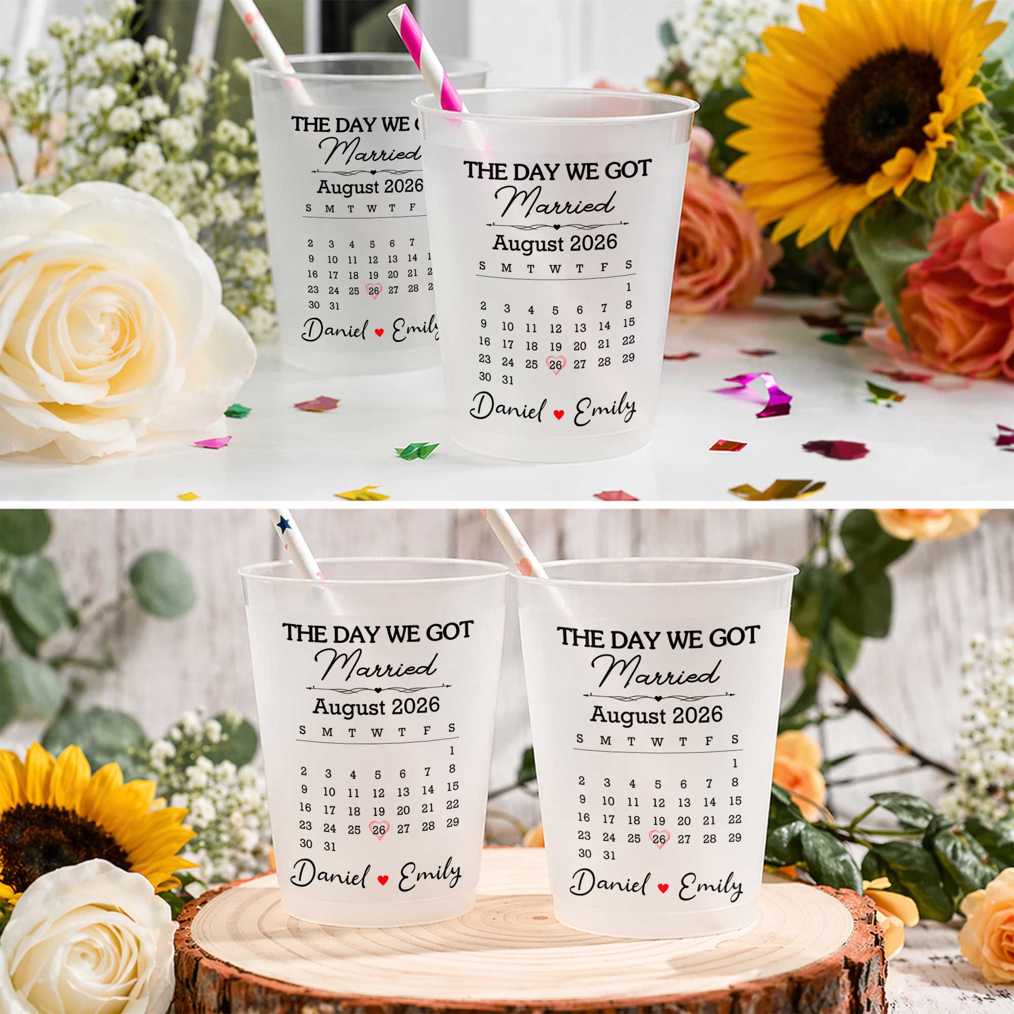 Personalized Frosted Cups Custom Heart Design Wedding Gift Frosted Cups GradoCreations