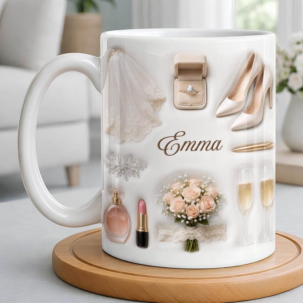 Personalized Bridal Coffee Mug Custom Name Gift for Bride Edge-to-edge Mug GradoCreations