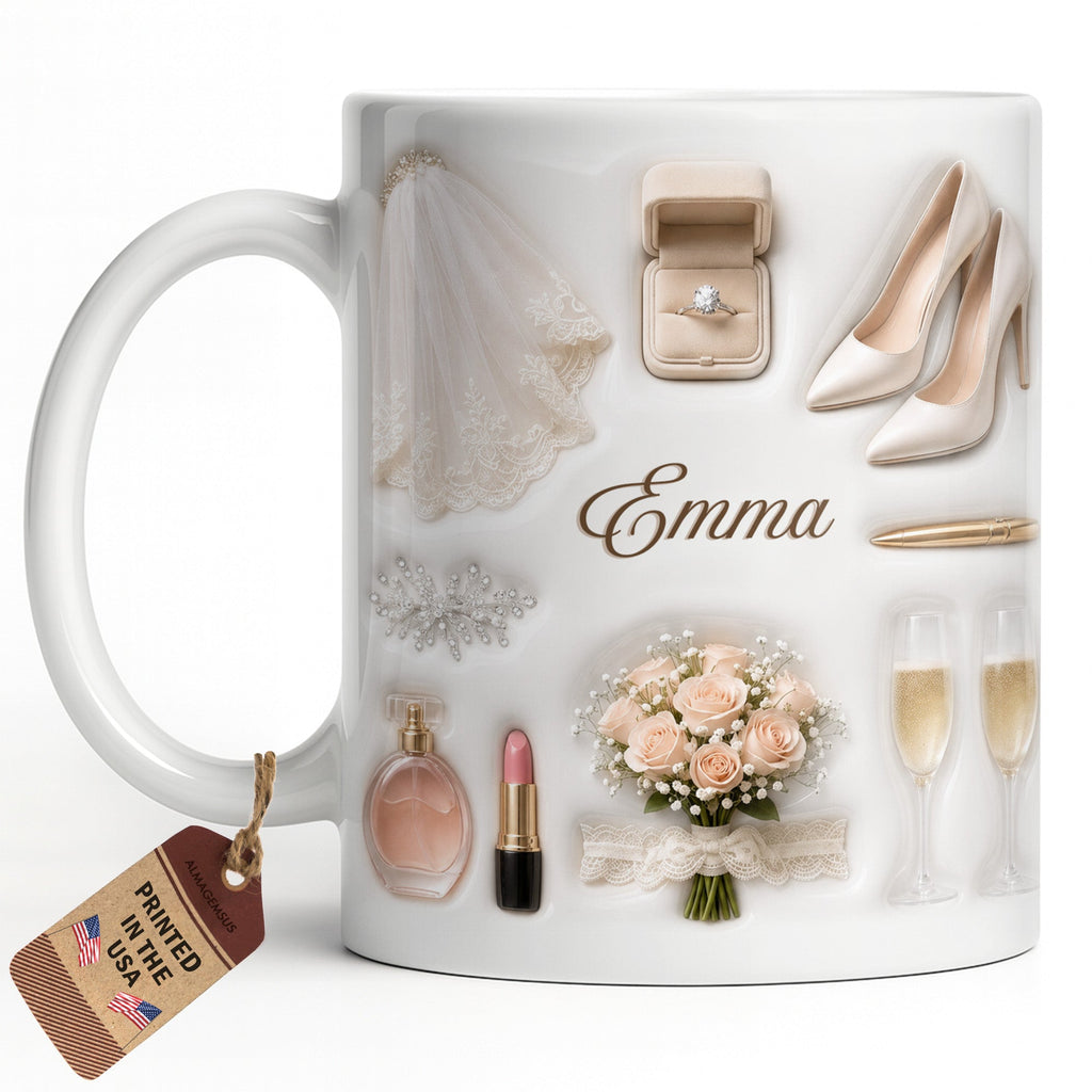 Personalized Bridal Coffee Mug Custom Name Gift for Bride Edge-to-edge Mug GradoCreations
