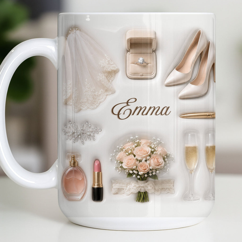 Personalized Bridal Coffee Mug Custom Name Gift for Bride Edge-to-edge Mug GradoCreations