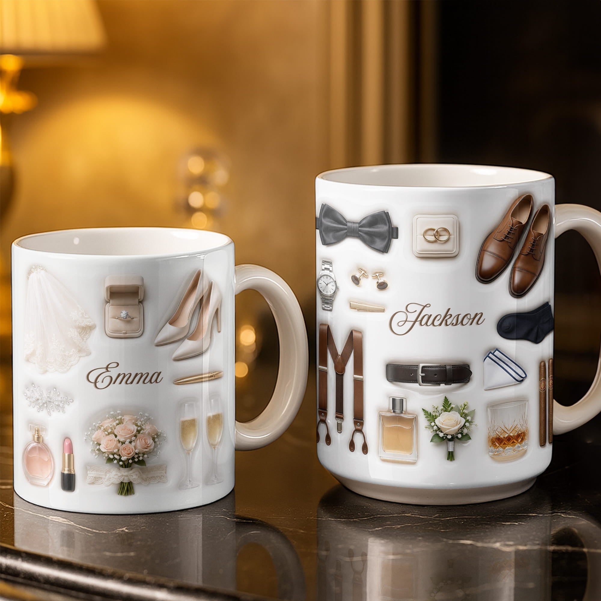 Personalized Bridal Coffee Mug Custom Name Gift for Bride Edge-to-edge Mug GradoCreations