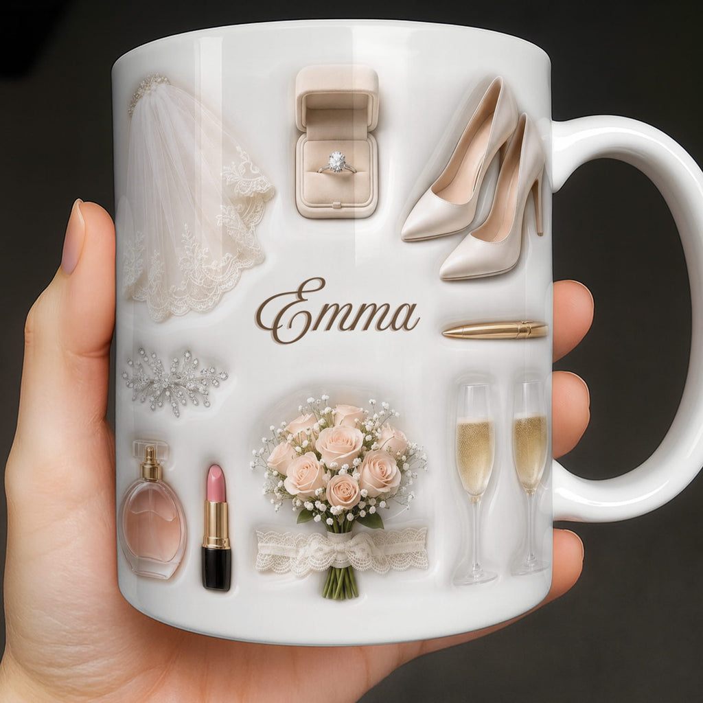 Personalized Bridal Coffee Mug Custom Name Gift for Bride Edge-to-edge Mug GradoCreations
