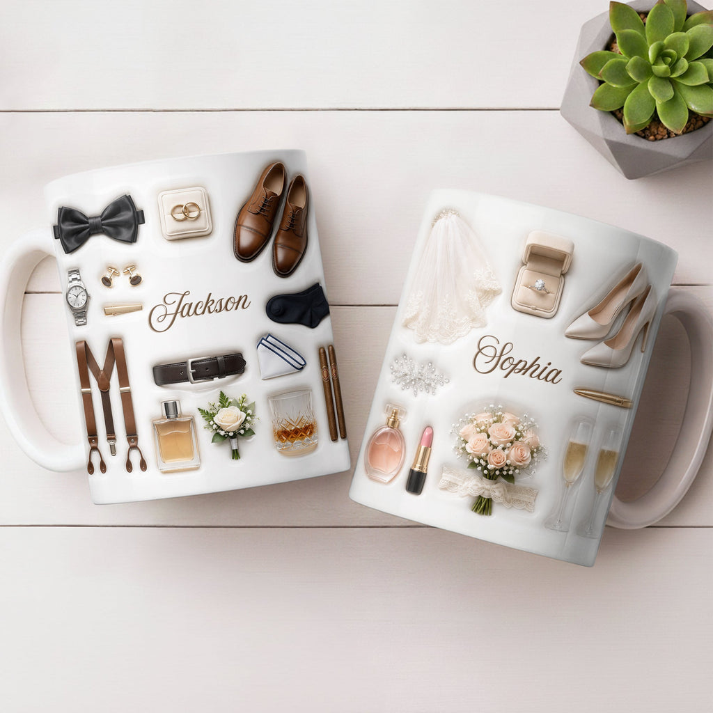 Personalized Bridal Coffee Mug Custom Name Gift for Bride Edge-to-edge Mug GradoCreations