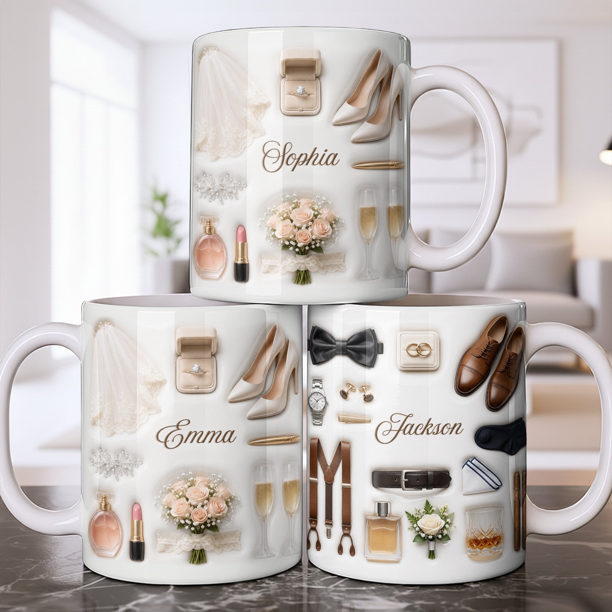 Personalized Bridal Coffee Mug Custom Name Gift for Bride Edge-to-edge Mug GradoCreations