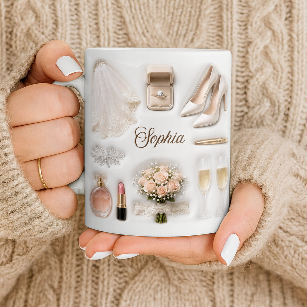 Personalized Bridal Coffee Mug Custom Name Gift for Bride Edge-to-edge Mug GradoCreations