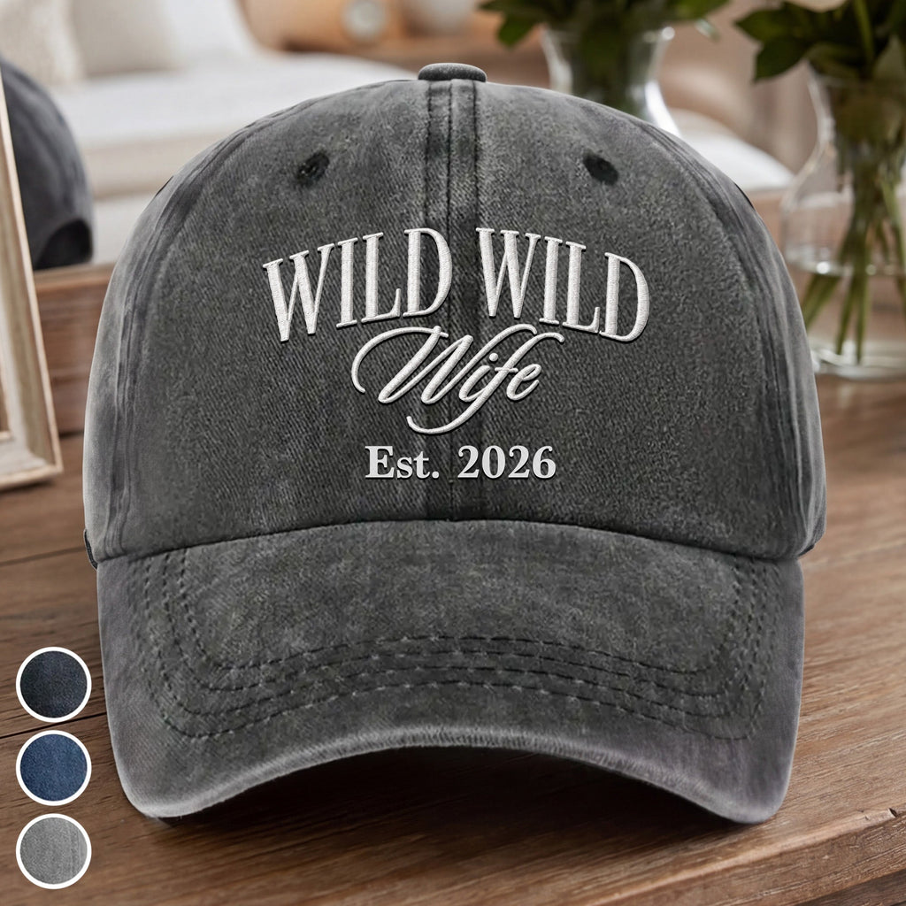 Personalized Washed Denim Cap Custom Year Gift for Wife Washed Denim Cap GradoCreations