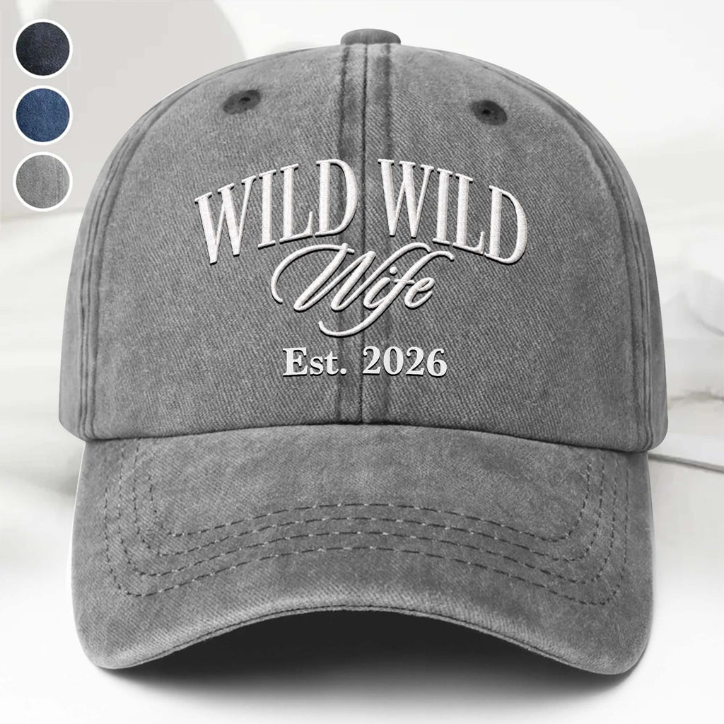 Personalized Washed Denim Cap Custom Year Gift for Wife Washed Denim Cap GradoCreations