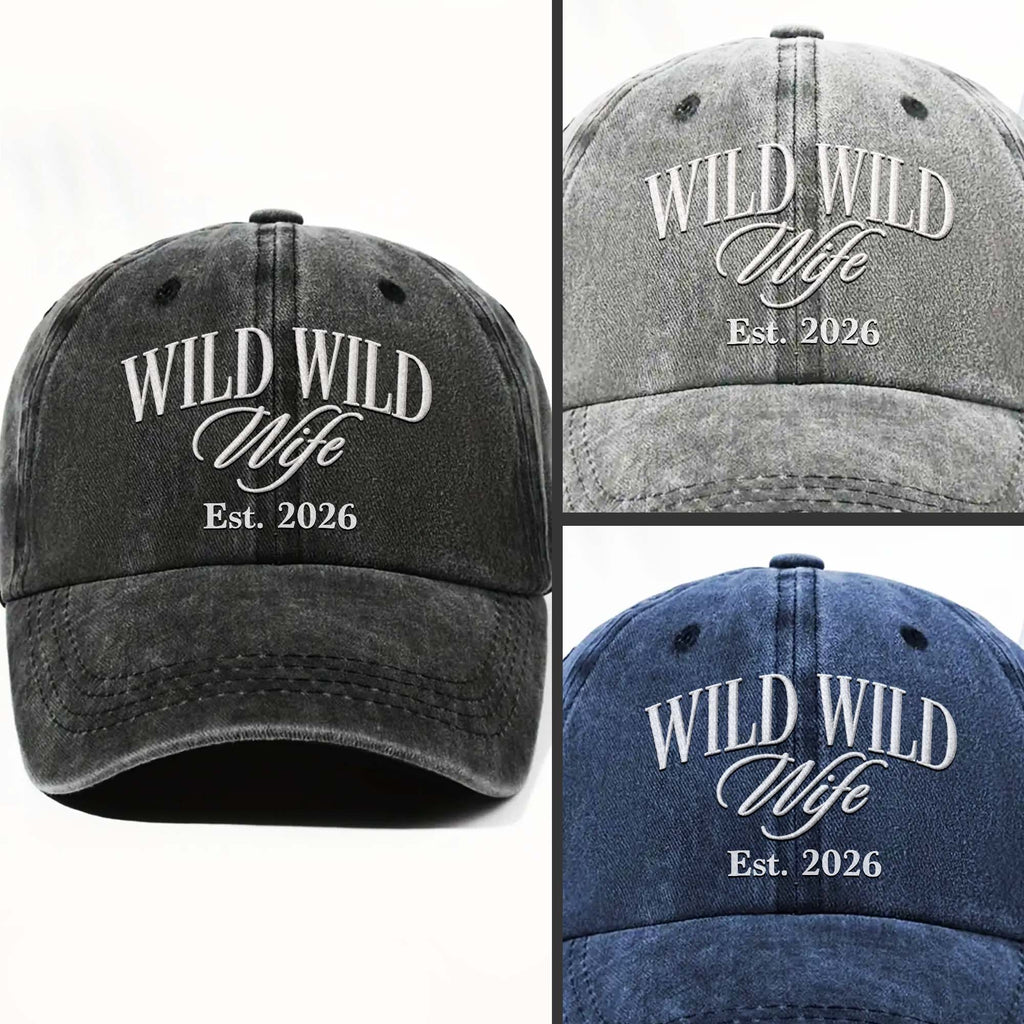 Personalized Washed Denim Cap Custom Year Gift for Wife Washed Denim Cap GradoCreations