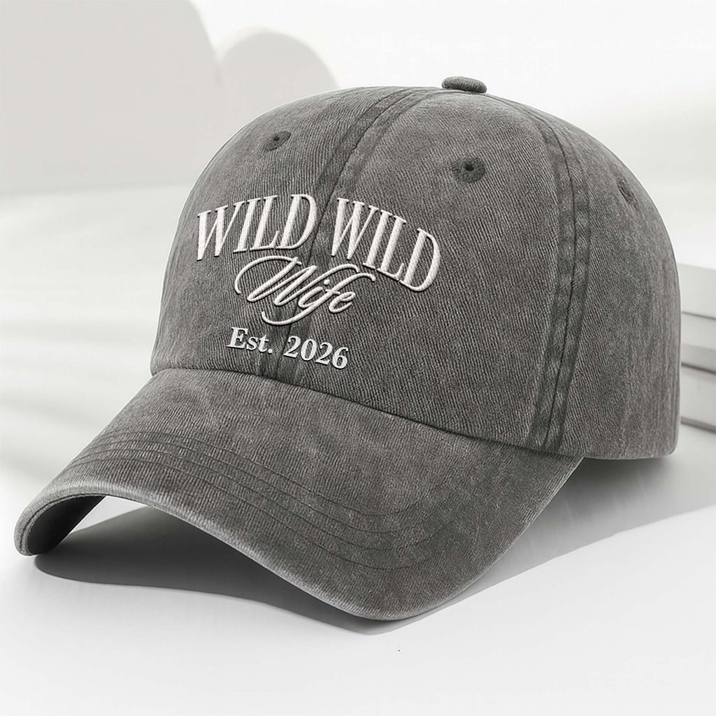 Personalized Washed Denim Cap Custom Year Gift for Wife Washed Denim Cap GradoCreations