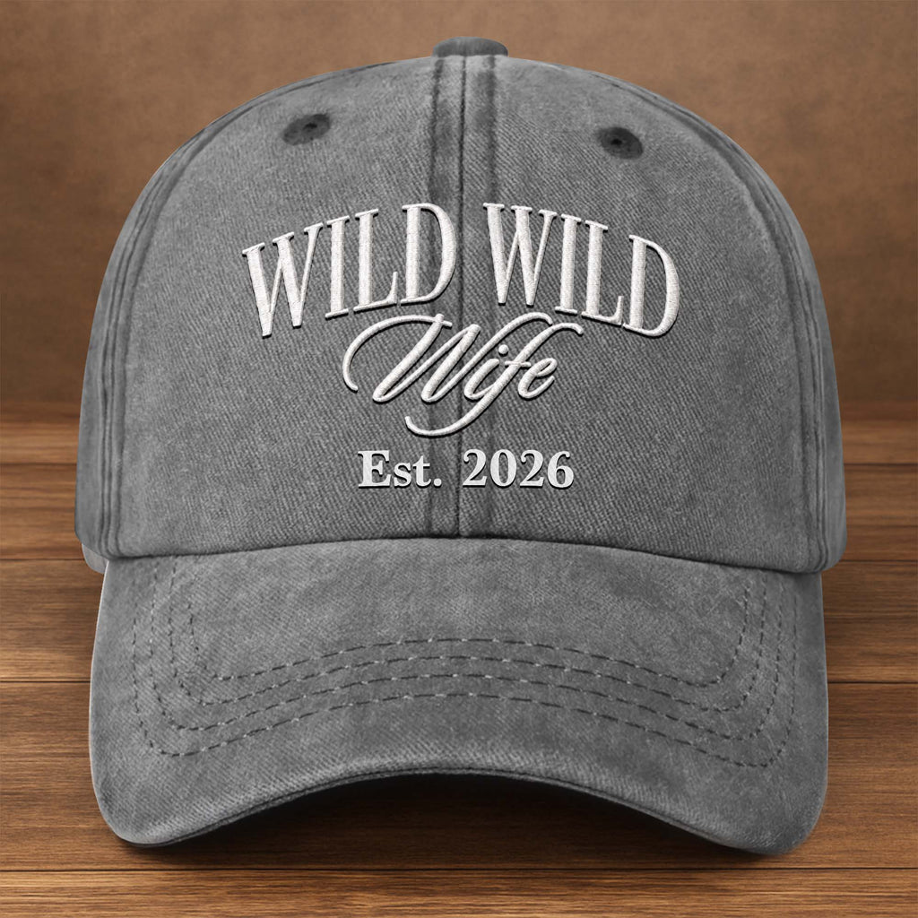 Personalized Washed Denim Cap Custom Year Gift for Wife Washed Denim Cap GradoCreations