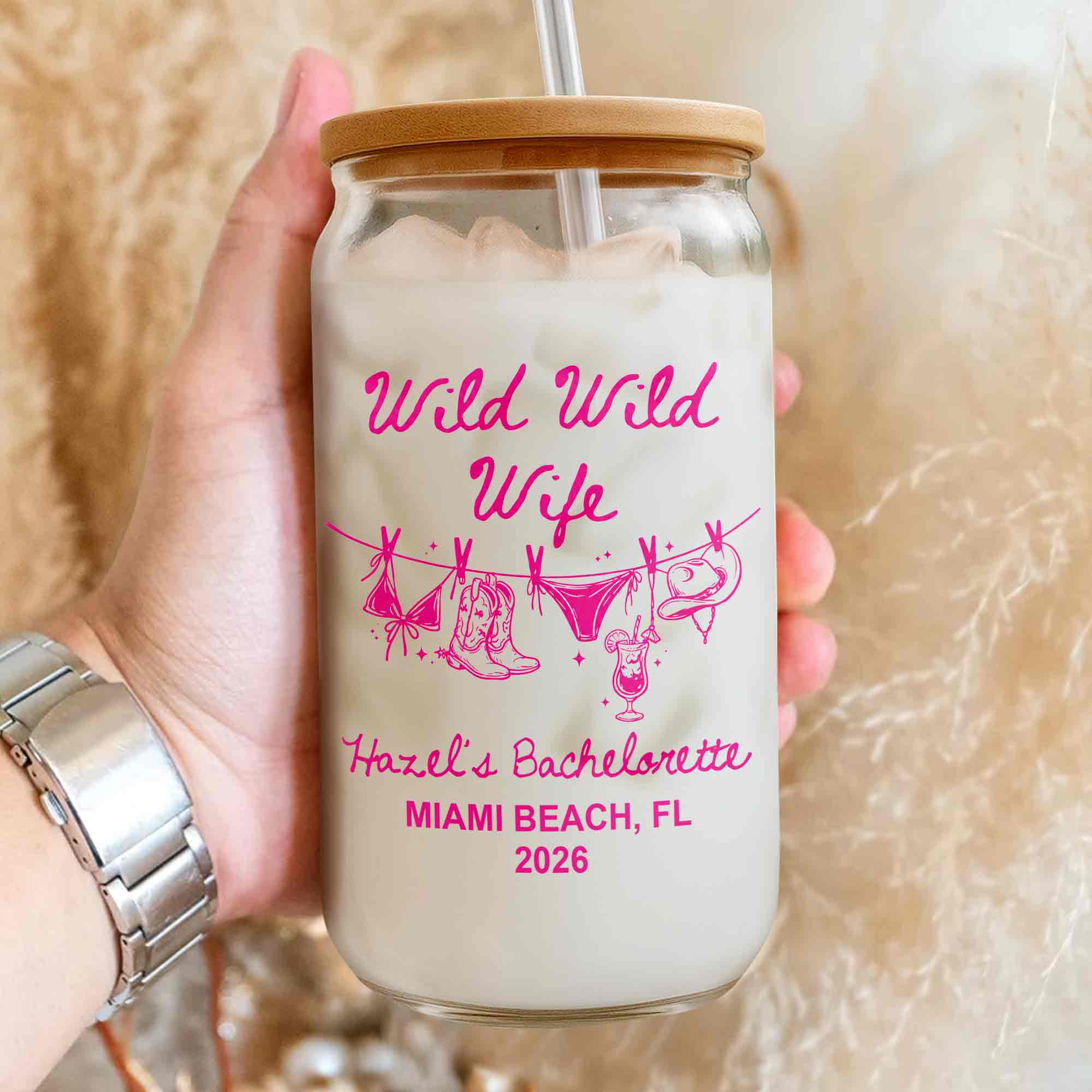 Personalized Clear Glass Can Best Wife Gift for Bachelorette Party Clear Glass Can GradoCreations