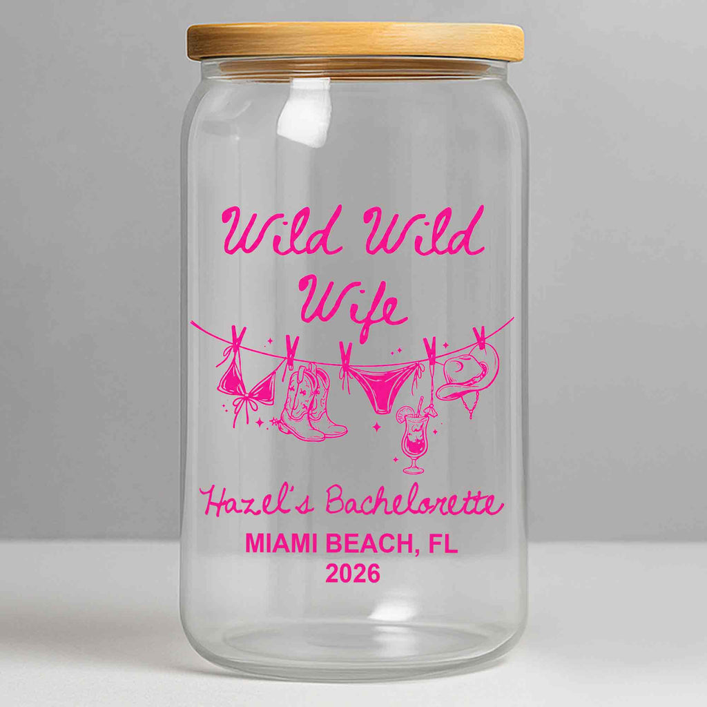 Personalized Clear Glass Can Best Wife Gift for Bachelorette Party Clear Glass Can GradoCreations