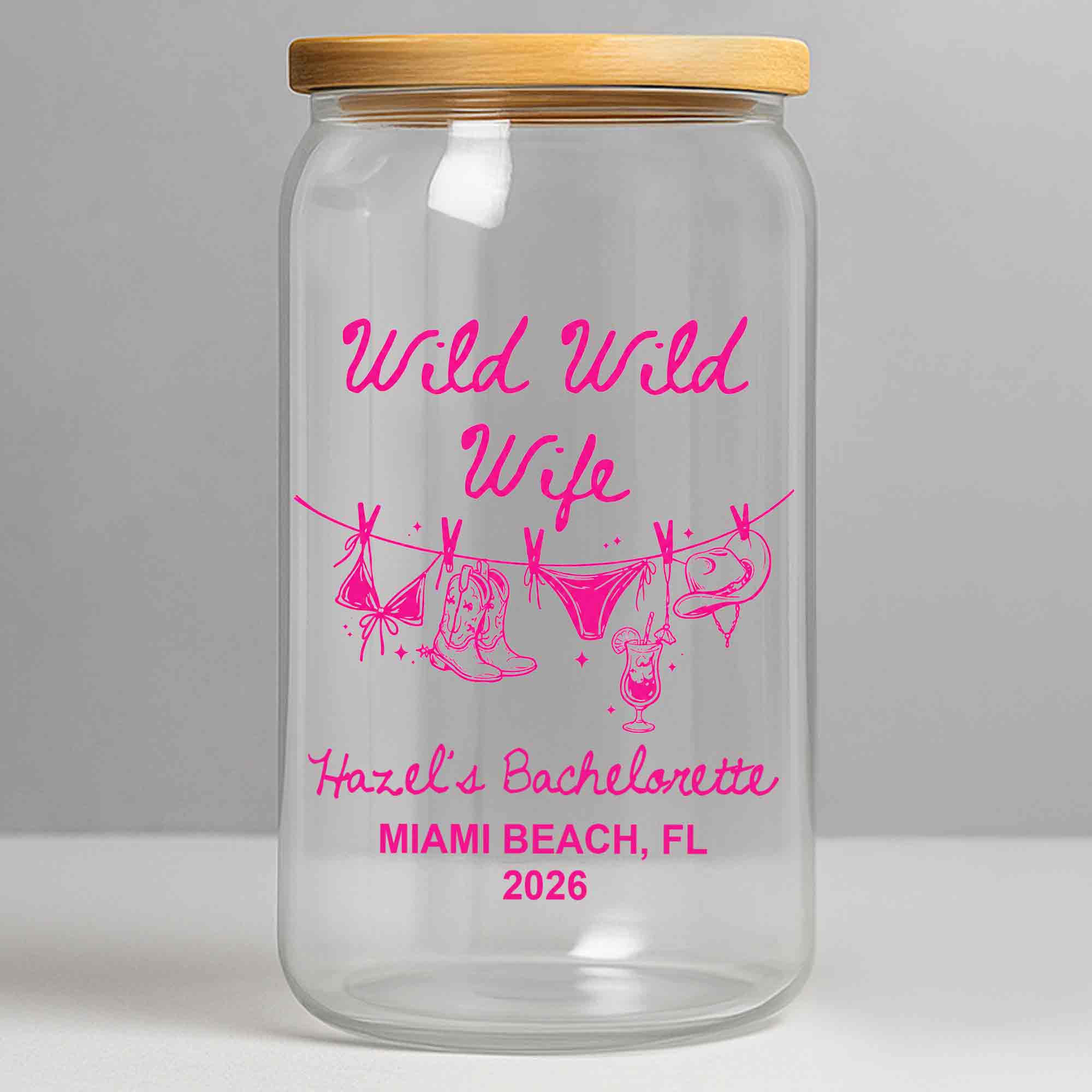 Personalized Clear Glass Can Best Wife Gift for Bachelorette Party Clear Glass Can GradoCreations