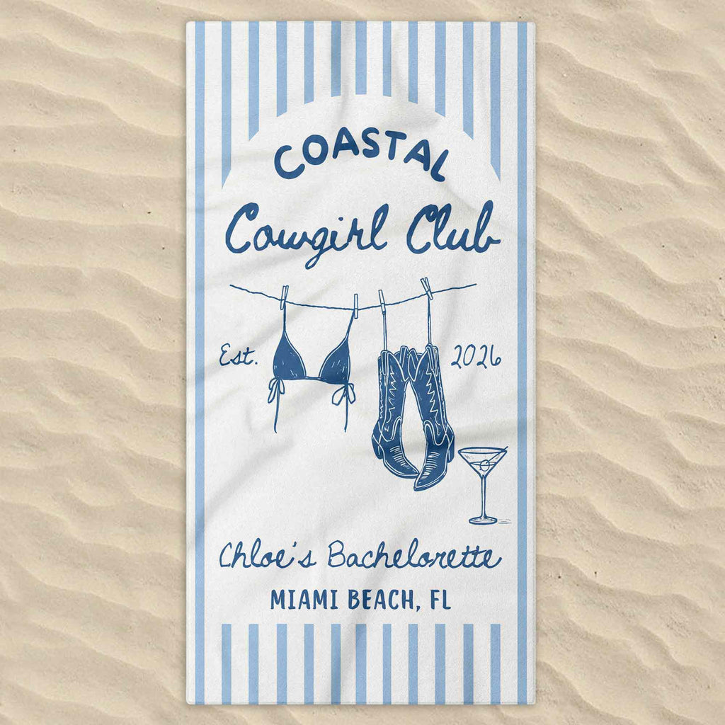 Personalized Beach Towel for Bachelorette Party Custom Name Beach Towels GradoCreations